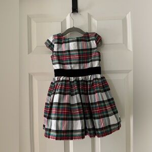 Carter’s Girl holiday dress plaid green/red w/ velvet like ribbon & tulle skirt